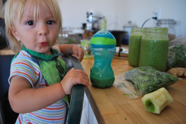 Green smoothie in my sippy cup.