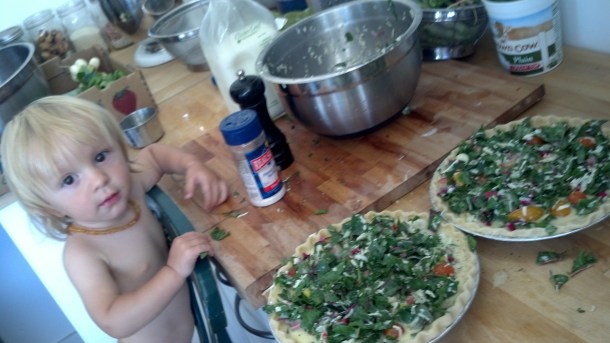 Rio making quiche.